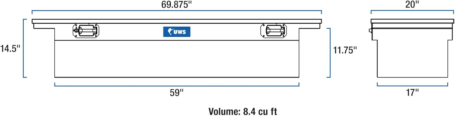 UWS TBS-69-LP-PH-MB Pull Handle 69-Inch Matte Black Aluminum Truck Tool Box with Low Profile