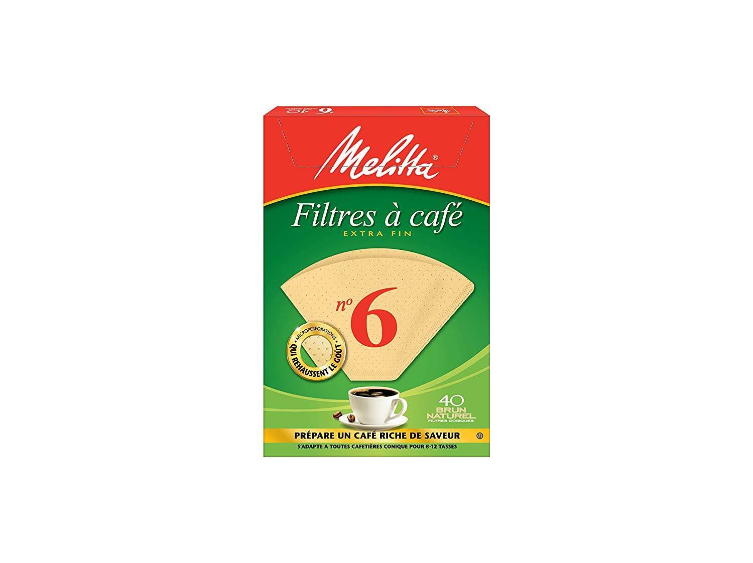Melitta Cone Coffee Filters, Natural Brown, NO. 6, 40-Count Filters (Pack of 12) JJ246187