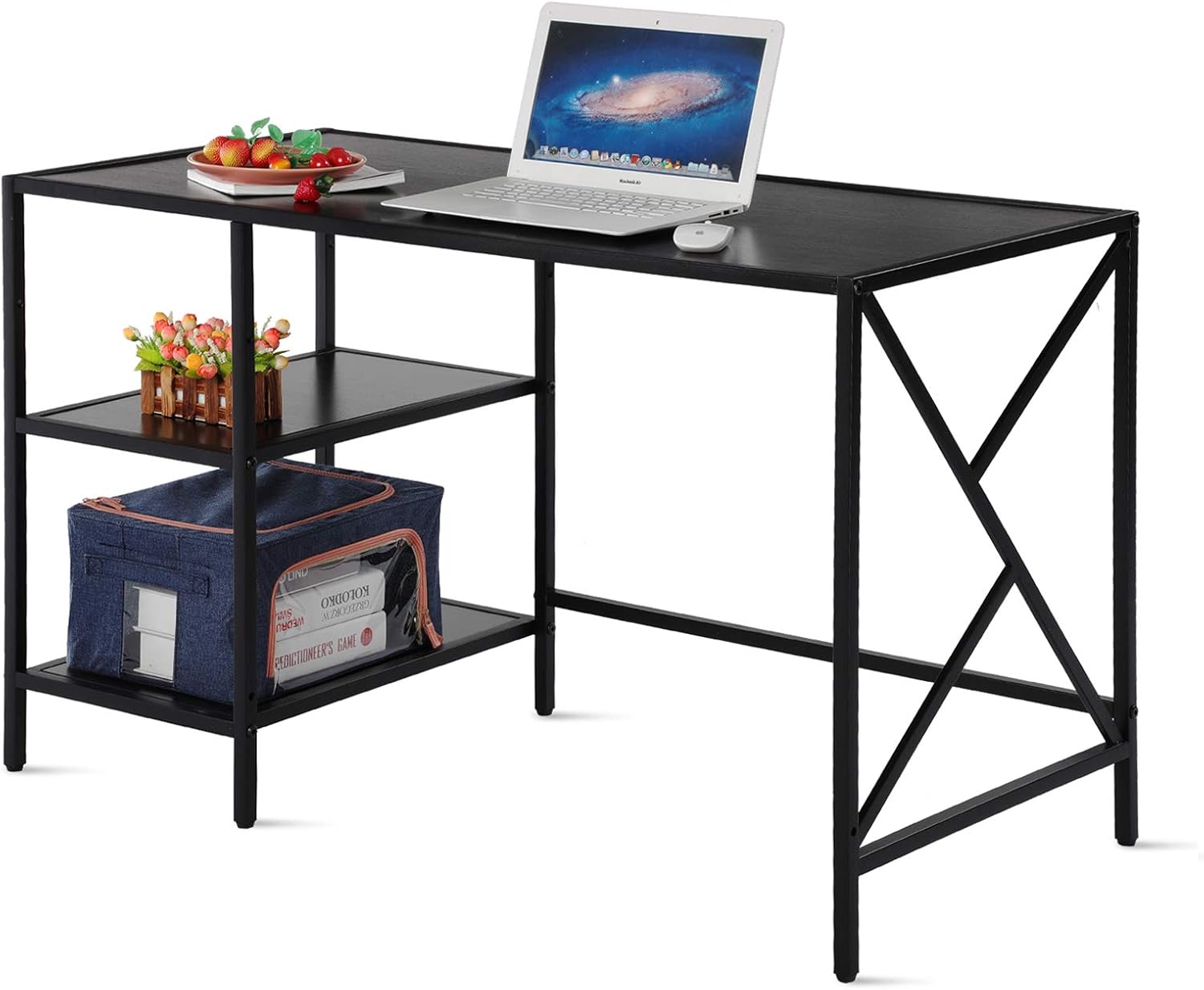 EGGREE Modern Home Office Desk Computer Desk for Student Writing Desk with Shelves Small Reversible Laptop Table for Bedroom Home and Office, 47