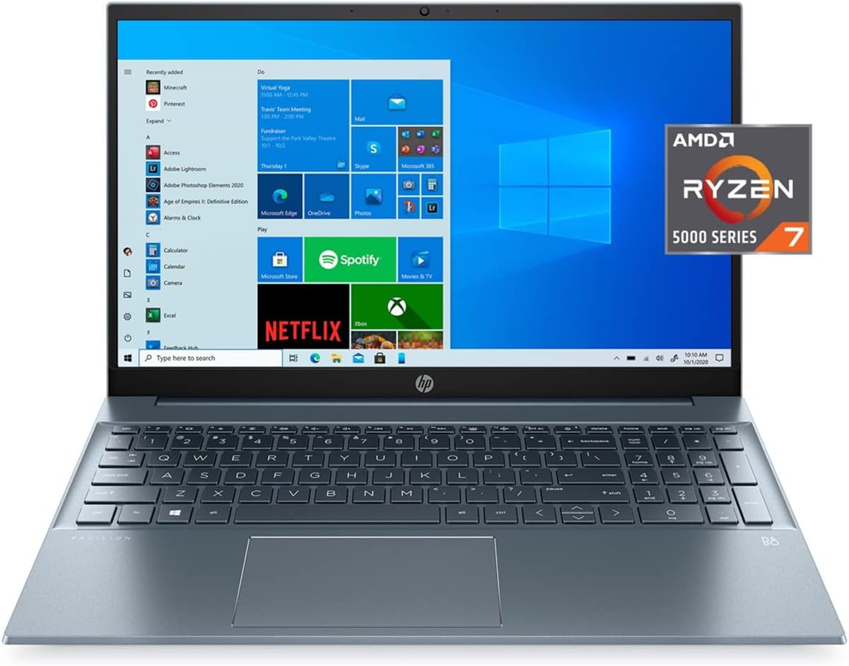 HP 2021 Pavilion Laptop, 15-inch Laptop, AMD Ryzen 7 5700U (>i7-10710U), 16GB RAM, 512GB SSD, AMD Radeon Graphics, 15.6