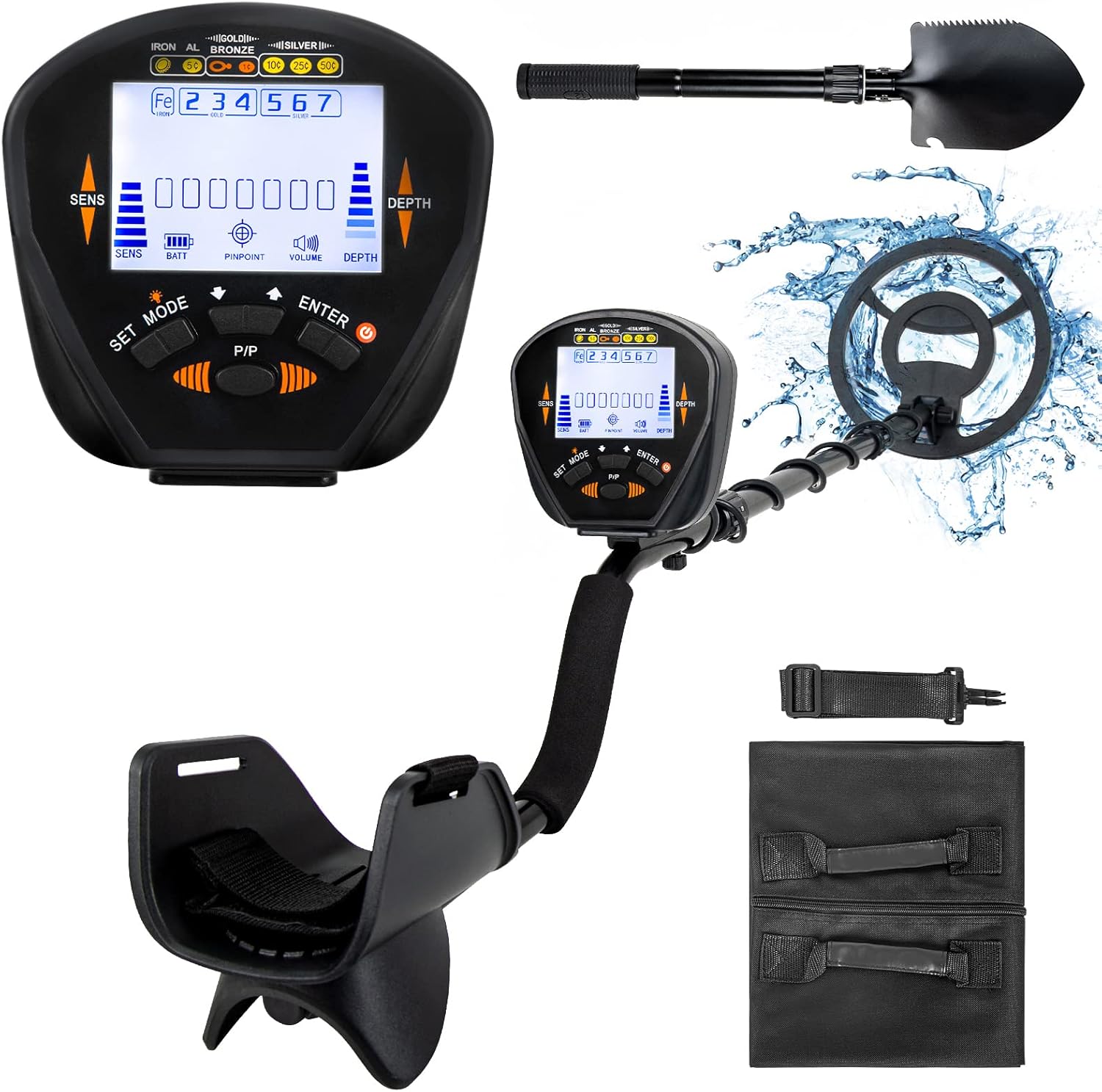 FULLWATT Metal Detector for Adults & Kids Waterproof Detector with LCD Display High Accuracy Pinpoint Function & Headphone Jack, 10“ Search Coil Pack of 2