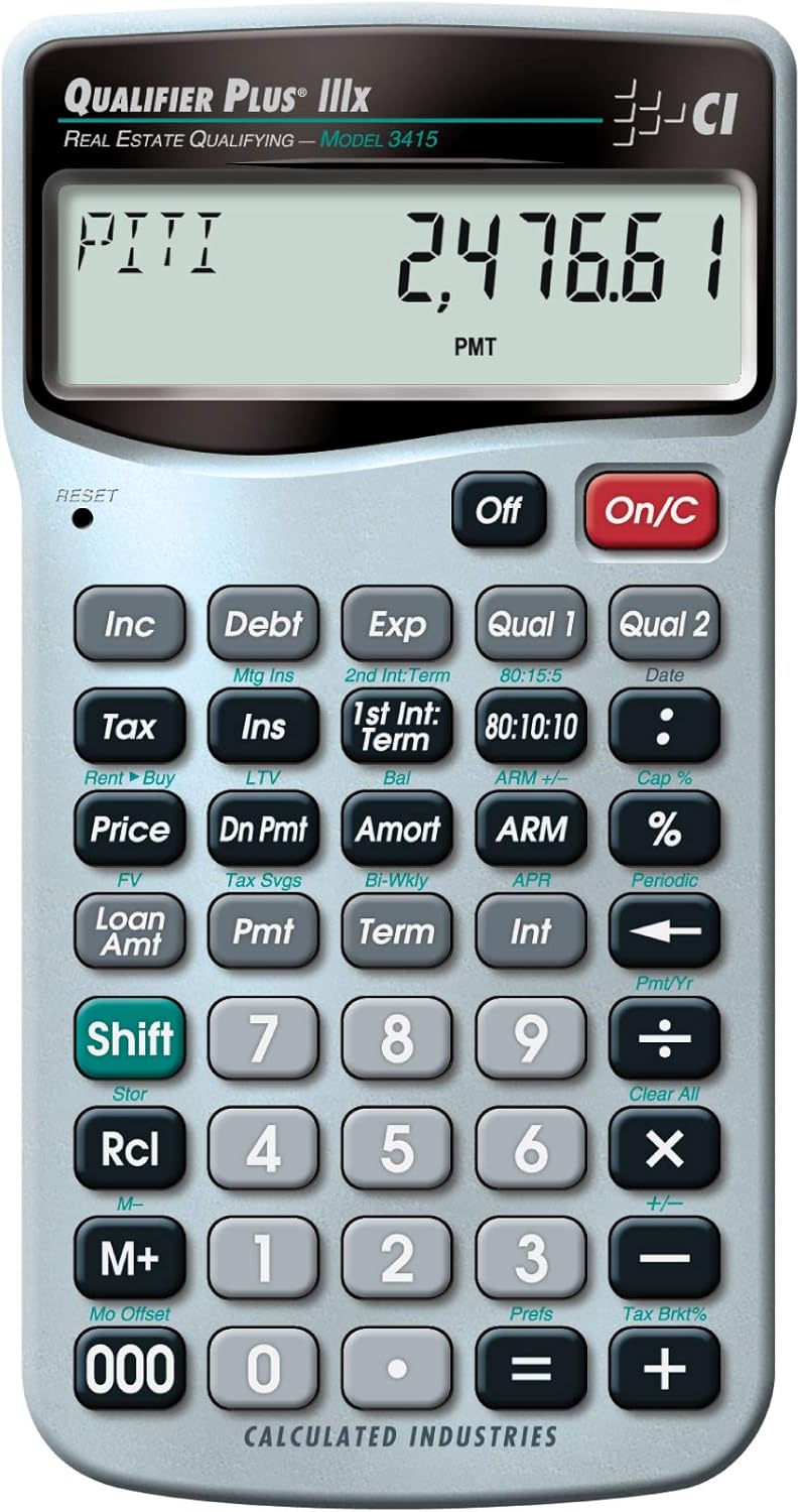 Calculated Industries 3415 Qualifier Plus IIIx Advanced Real Estate Mortgage Finance Calculator | Simple Operation | Buyer Pre-Qualifying | Solves Payments, Amortization, ARMs, Combos, FHA, VA, More Pack of 2