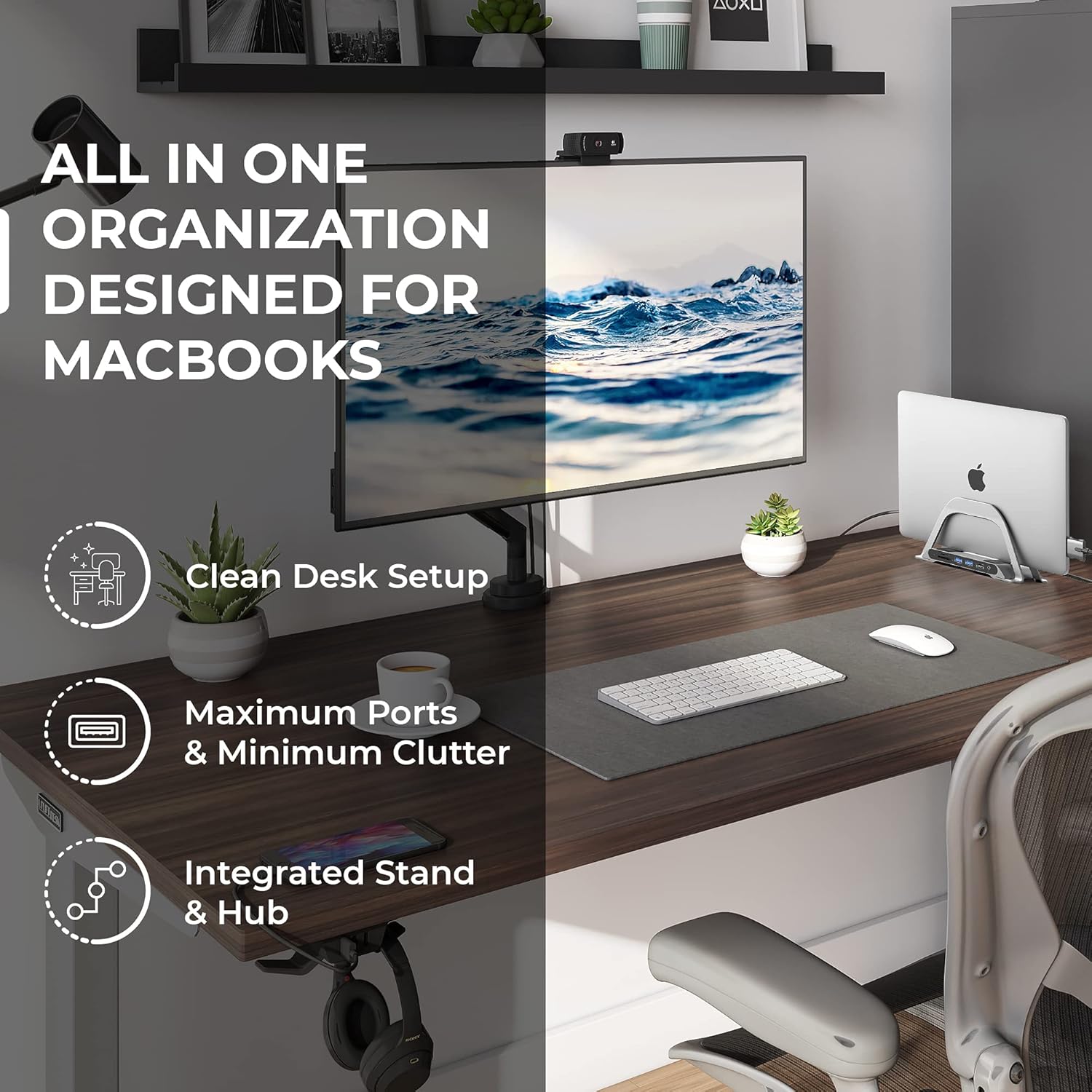 HumanCentric USB C Hub for MacBook, Laptop Docking Station and MacBook Stand Compatible with MacBook Pro and Air, Dual Monitor Adapter, Multiport USB C Dock for Mac, 10 Ports with USB 3.0, Ethernet