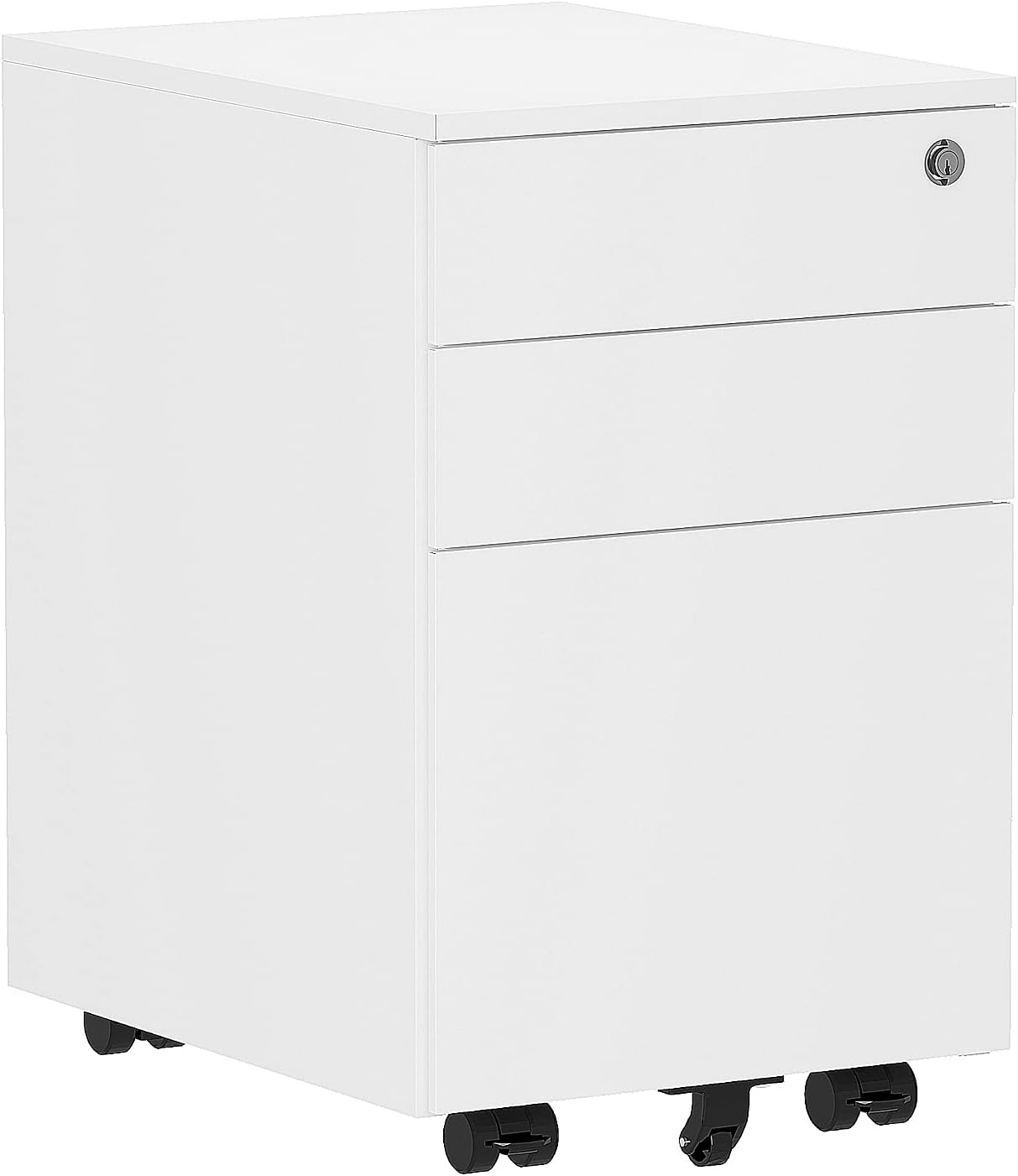CUBESPACE 3 Drawer File Cabinet with Lock, Rolling Vertical Filing Cabinets for Home Office, Fully Assembled, Office File Cabinets Under Desk (White)
