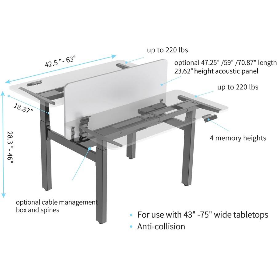 Lorell Acoustic Desktop Privacy Panel