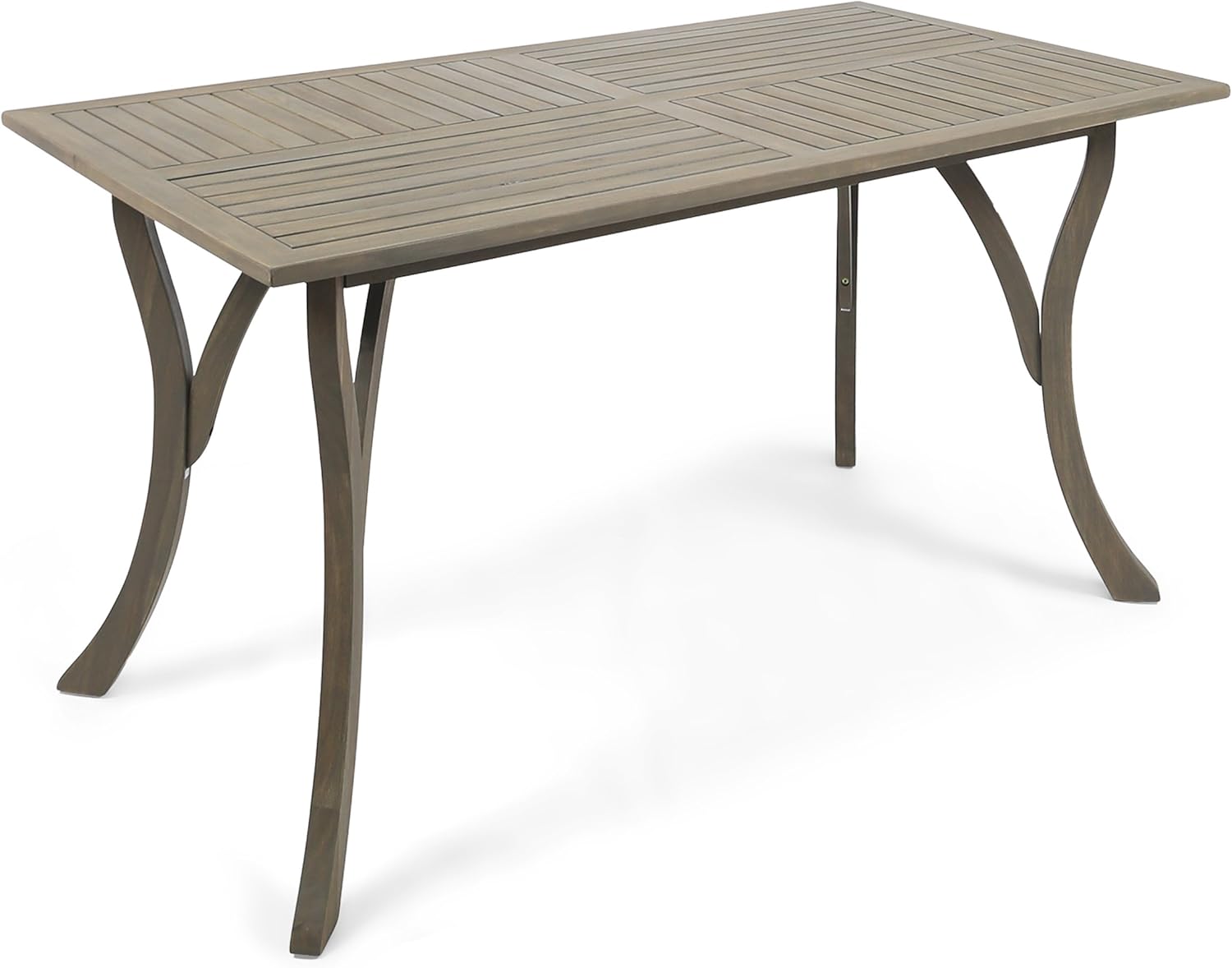 Jaden Outdoor Acacia Wood Rectangular Dining Table, Gray