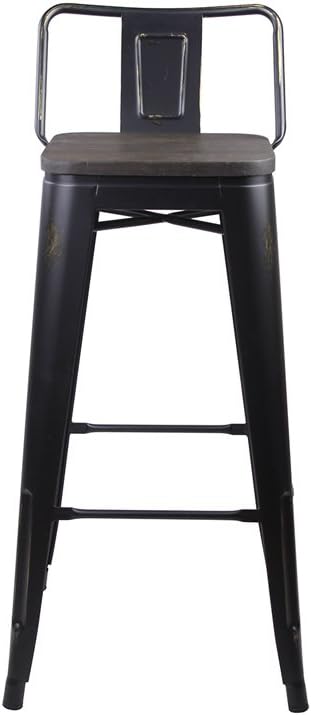 GIA Low Back Metal Barstool with Wooden Seat 30