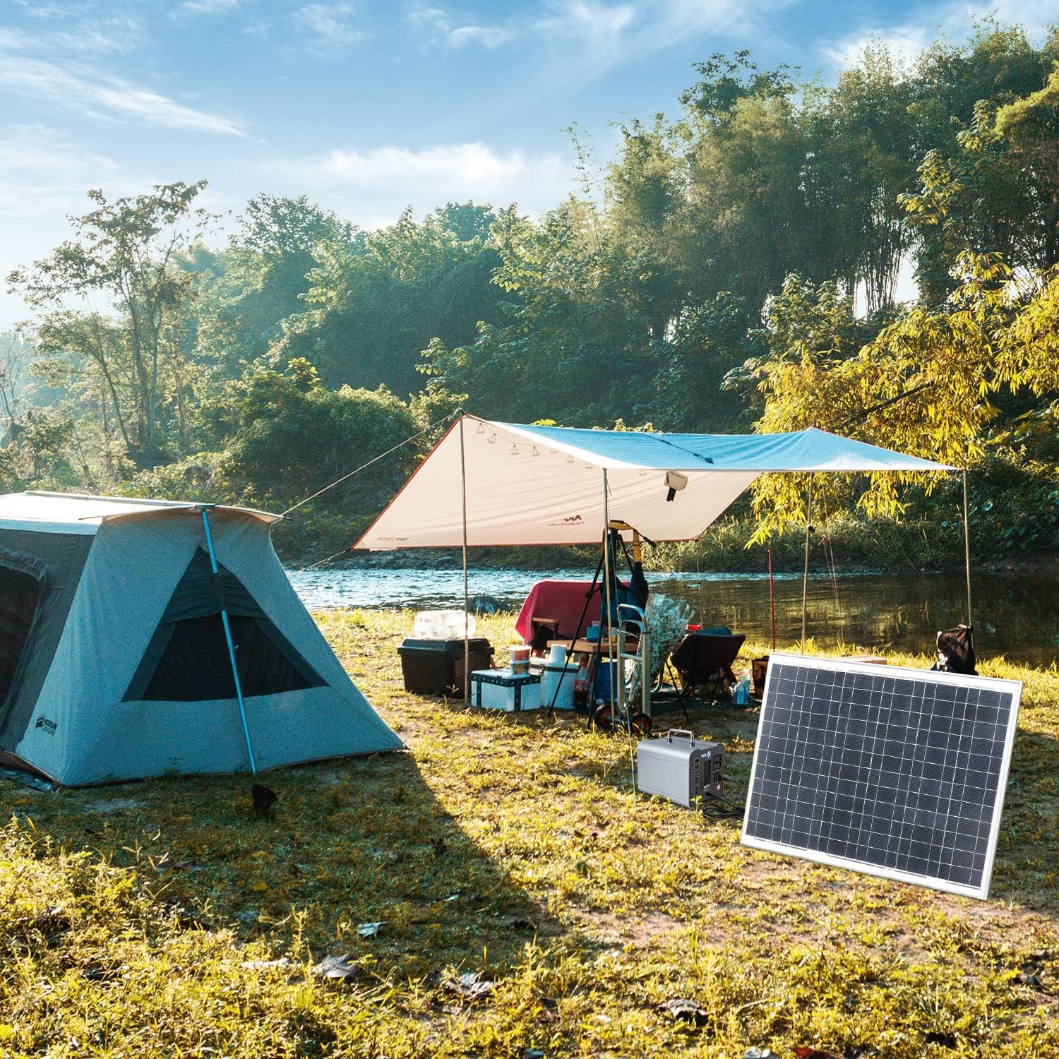 Portable Power Station, Energy Storage Power Bank Backup Lithium Battery, 110V/300W Pure Sine Wave AC Outlet, Solar Generator (Solar Panel Not Included) for Outdoors Camping Travel Hunting,Blackout