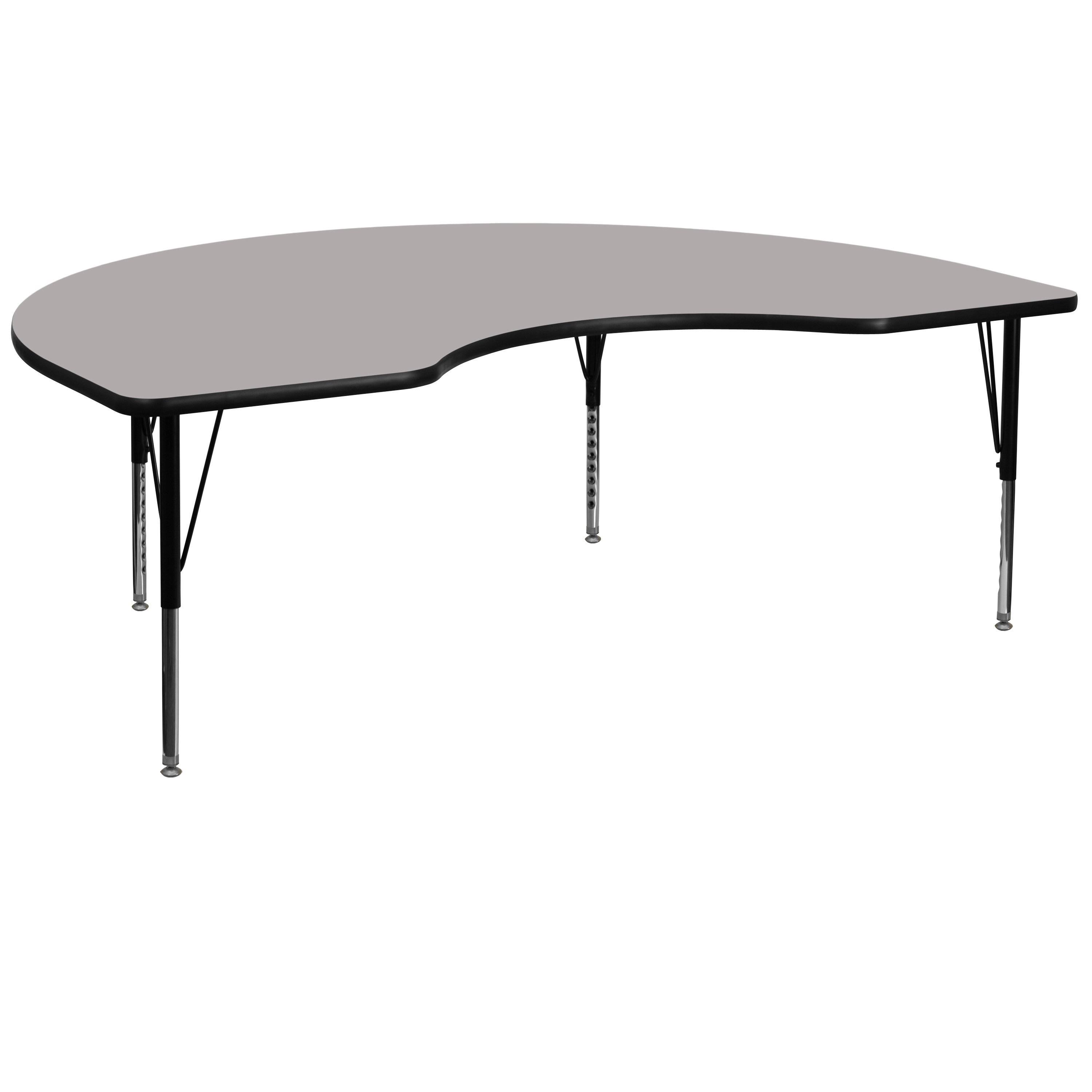 Flash Furniture 48&&W x 72&&l Kidney Grey HP Laminate Activity Table