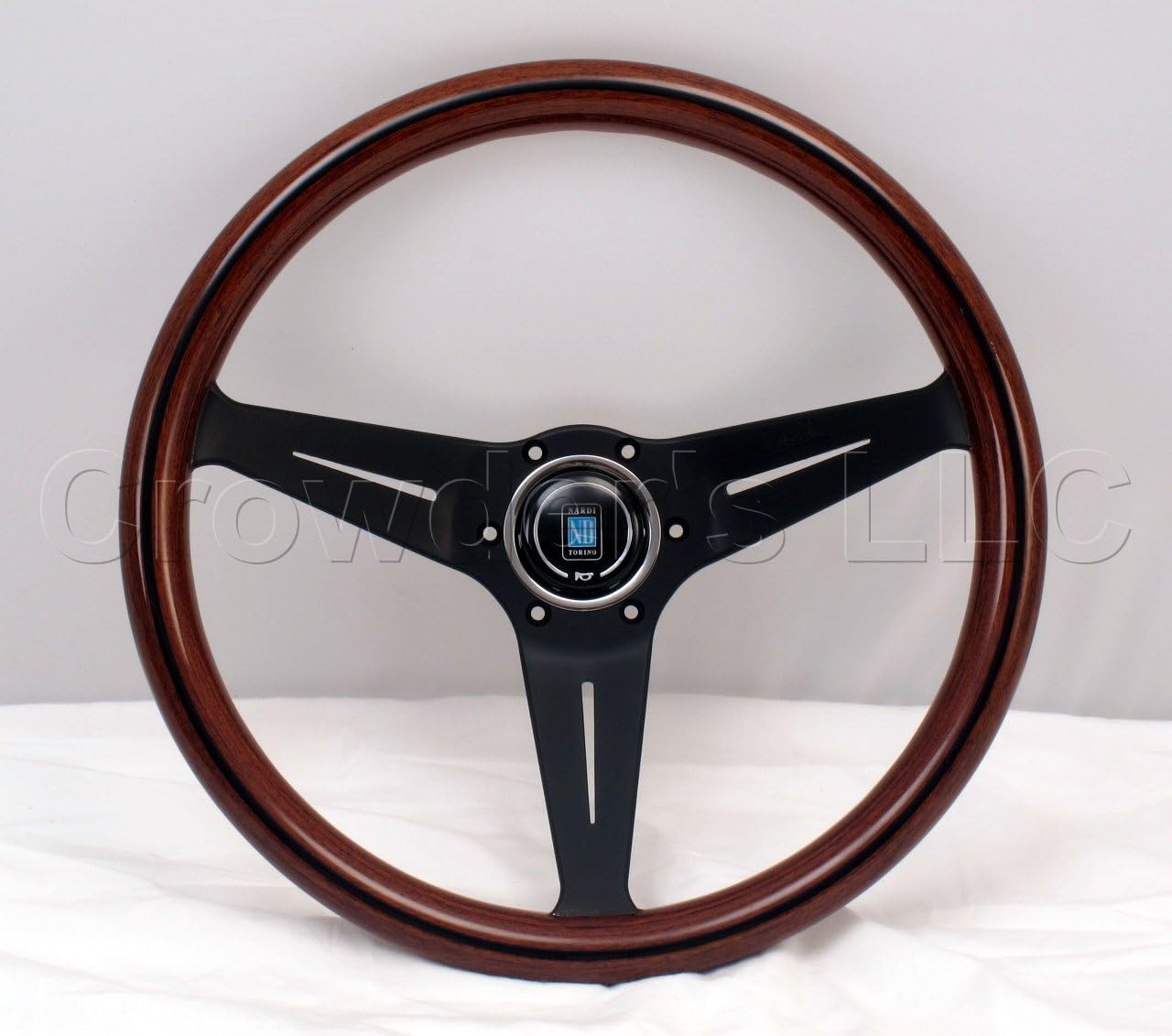 Nardi Steering Wheel Deep Dish Corn 350 mm Mahogany Wood With Black Spokes Classic Horn Button