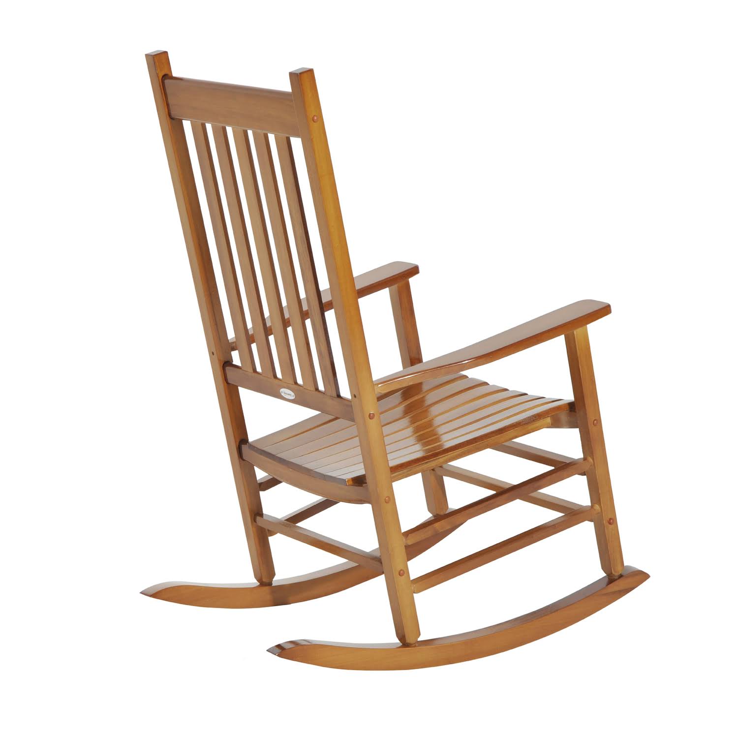 Outsunny Versatile Indoor/Outdoor High Back Wooden Rocking Chair Natural