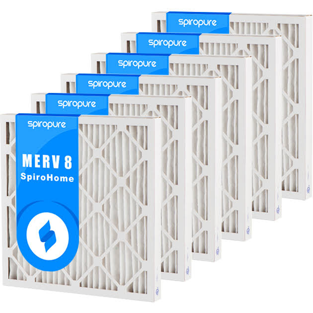 SpiroPure 20x28x2 MERV 8 Geothermal Air Filters - Made in USA (6 Pack)