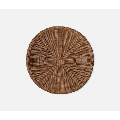 Blue Pheasant Tisbury Round Honey Rattan Placemat, Set of 4