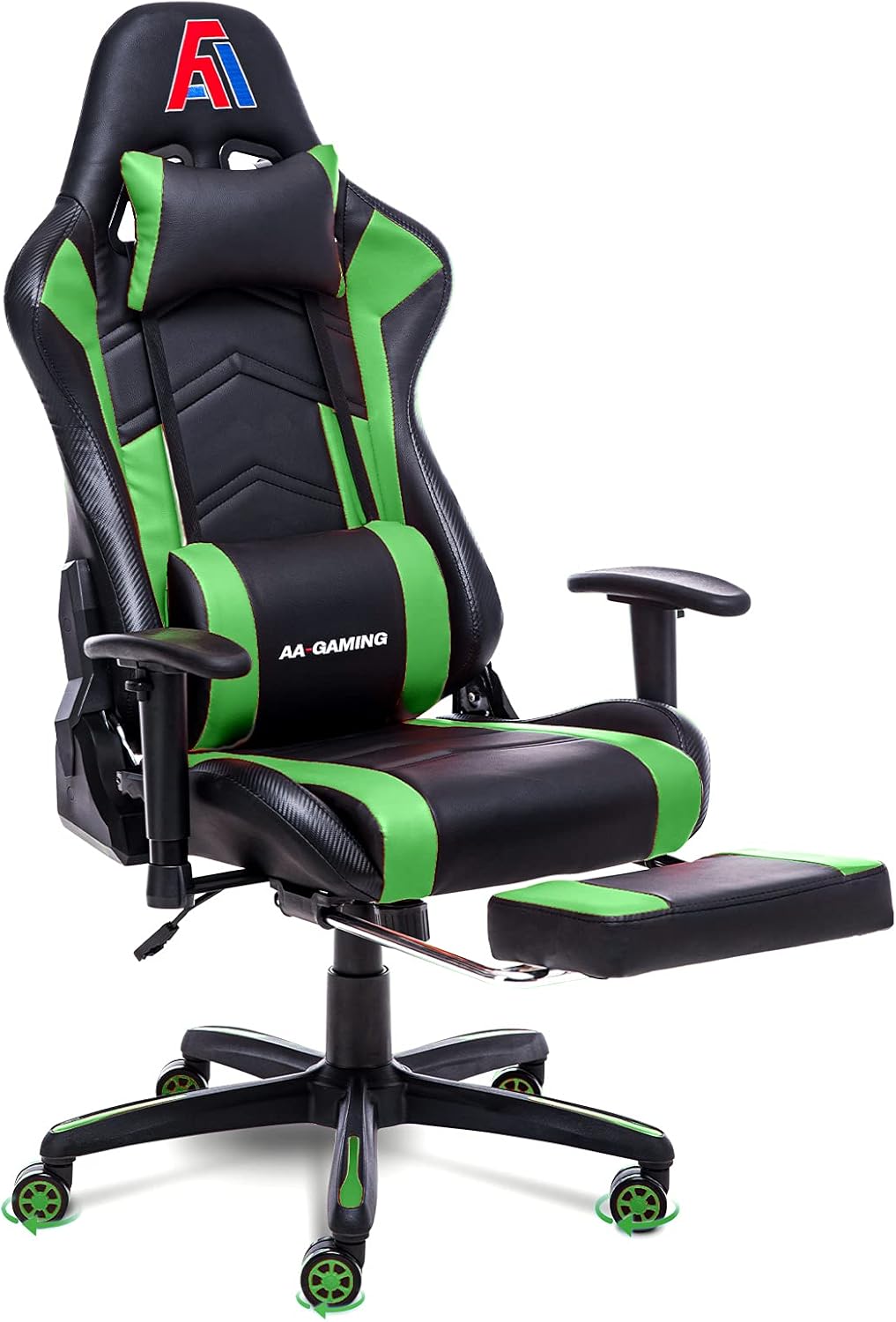 AA Products Gaming Chair Ergonomic High Back Computer Racing Chair Adjustable Office Chair with Footrest, Lumbar Support Swivel Chair - WhitePink