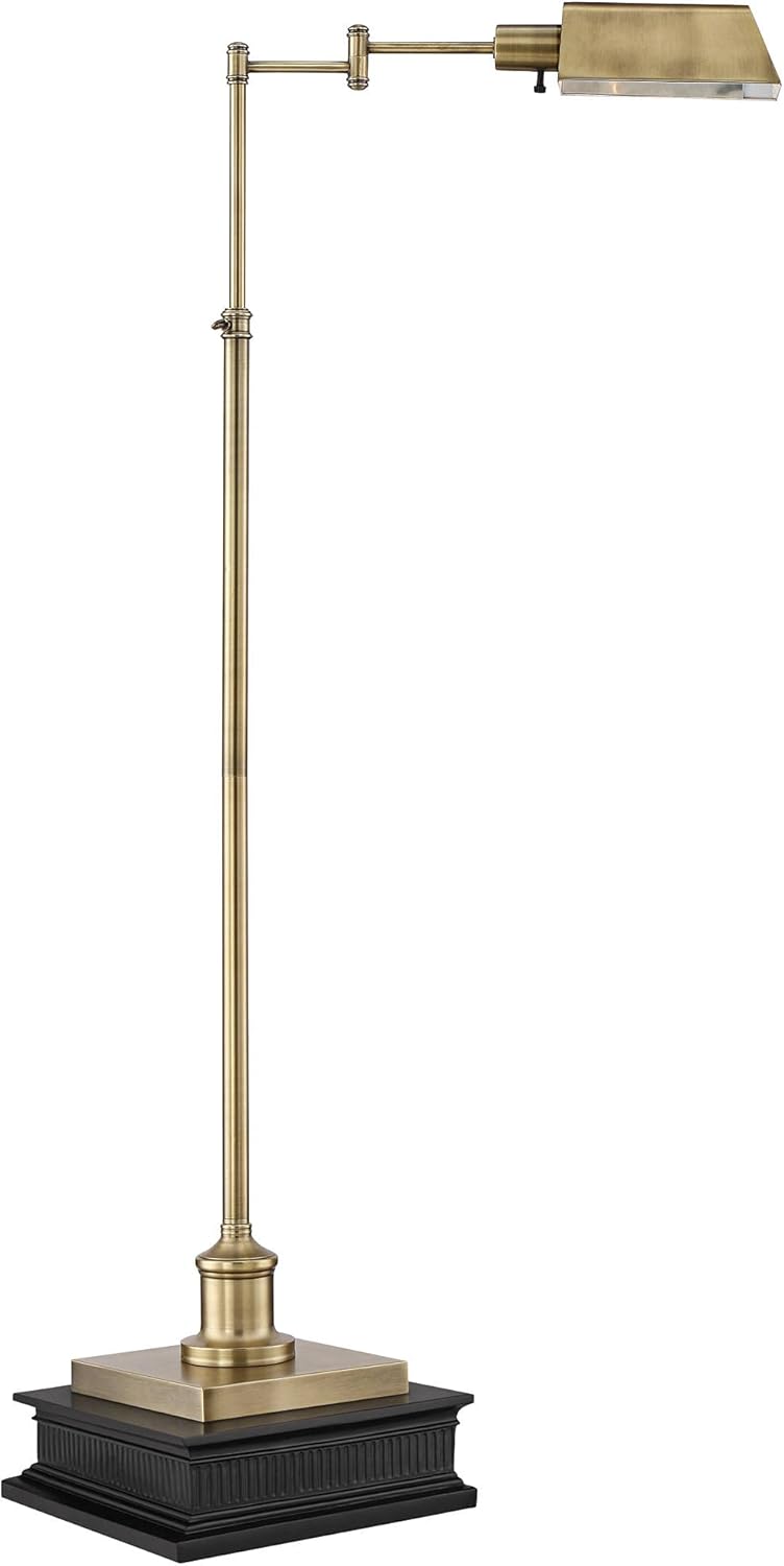 Jenson Traditional Vintage Style Pharmacy Floor Standing Lamp with Riser Aged Brass Gold Metal Adjustable Swing Arm Decor for Living Room Reading House Bedroom Home Office - Regency Hill