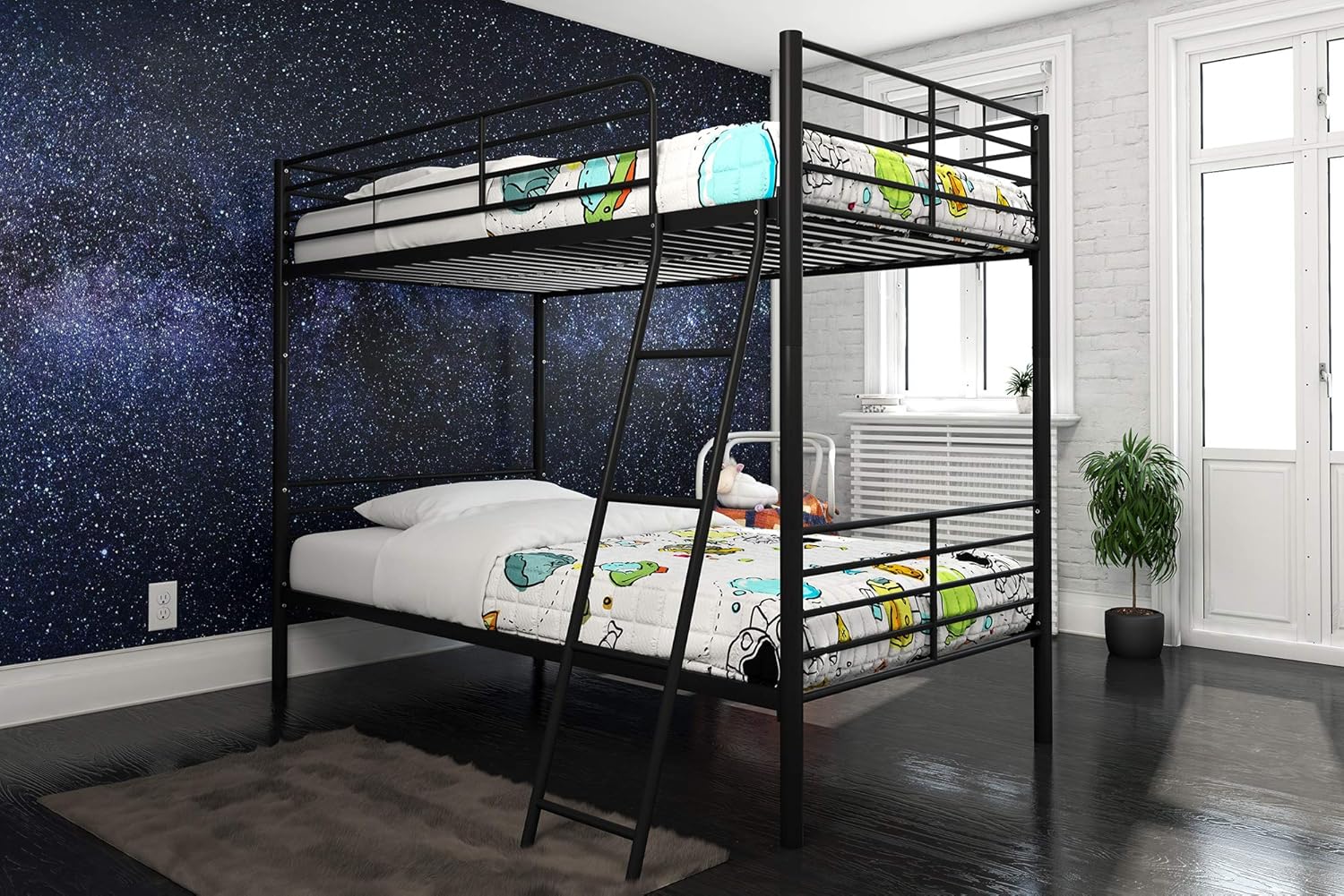 DHP Tailor Convertible Bunk bed, Converts to two Twin Beds, Twin-over-Twin, Black