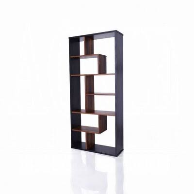 Eassa 71x22 H x 32x22 W Geometric Bookcase Latitude Run Color (Body/Cubbie): Black/Walnut