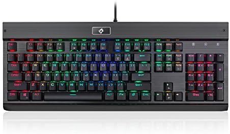 Eagletec KG011 Mechanical Keyboard Wired Ergonomic Clicky Blue Switch Equivalent for Office PC Home or Business (White Keyboard Blue LED Backlit)