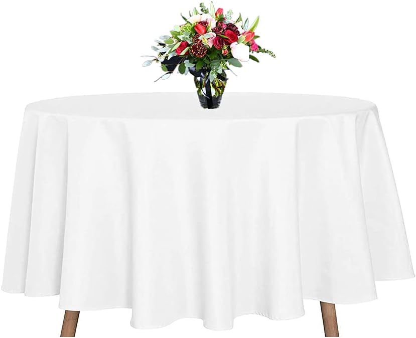 TANIASH Round White Tablecloth (6 Packs) 90inch 100% Polyester Table Cloth for Parties/ Wedding&hellip;