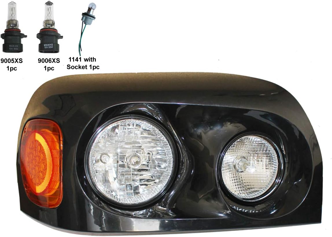 Headlight Black with LED Corner Lamp Passenger Side (Fit: 2004-2015 Freightliner Century)