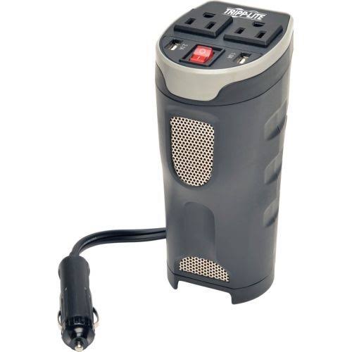 Tripp Lite Car Inverter Cup Holder 200W 12V DC to 120V AC 2 USB Charging Ports
