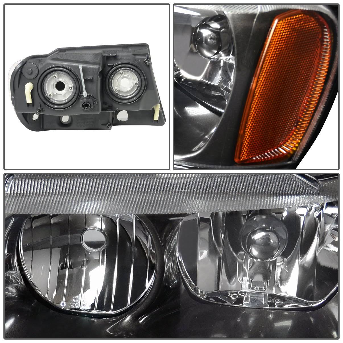 DNA Motoring for 99-04 Jeep Grand Cherokee Black Housing Amber Corner Headlight Headlamps WJ 00 01 02 03 Left+Right HL-OH-JGC