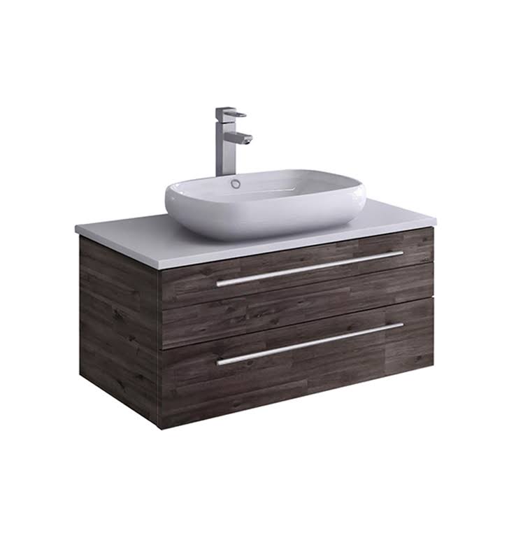 Fresca Lucera 32x22 Acacia Wall Hung Vessel Sink Modern Bathroom Cabinet with Top u0026 Vessel Sink, SKU: FCB6132ACA-VSL-I