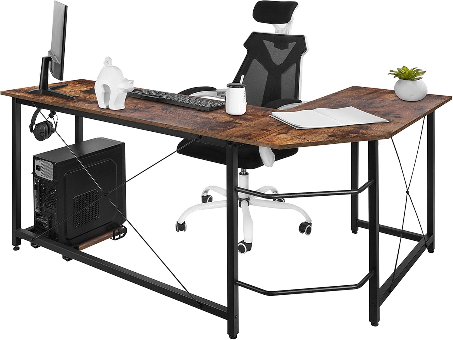 AuAg Modern L-Shaped Home Office Desk 66