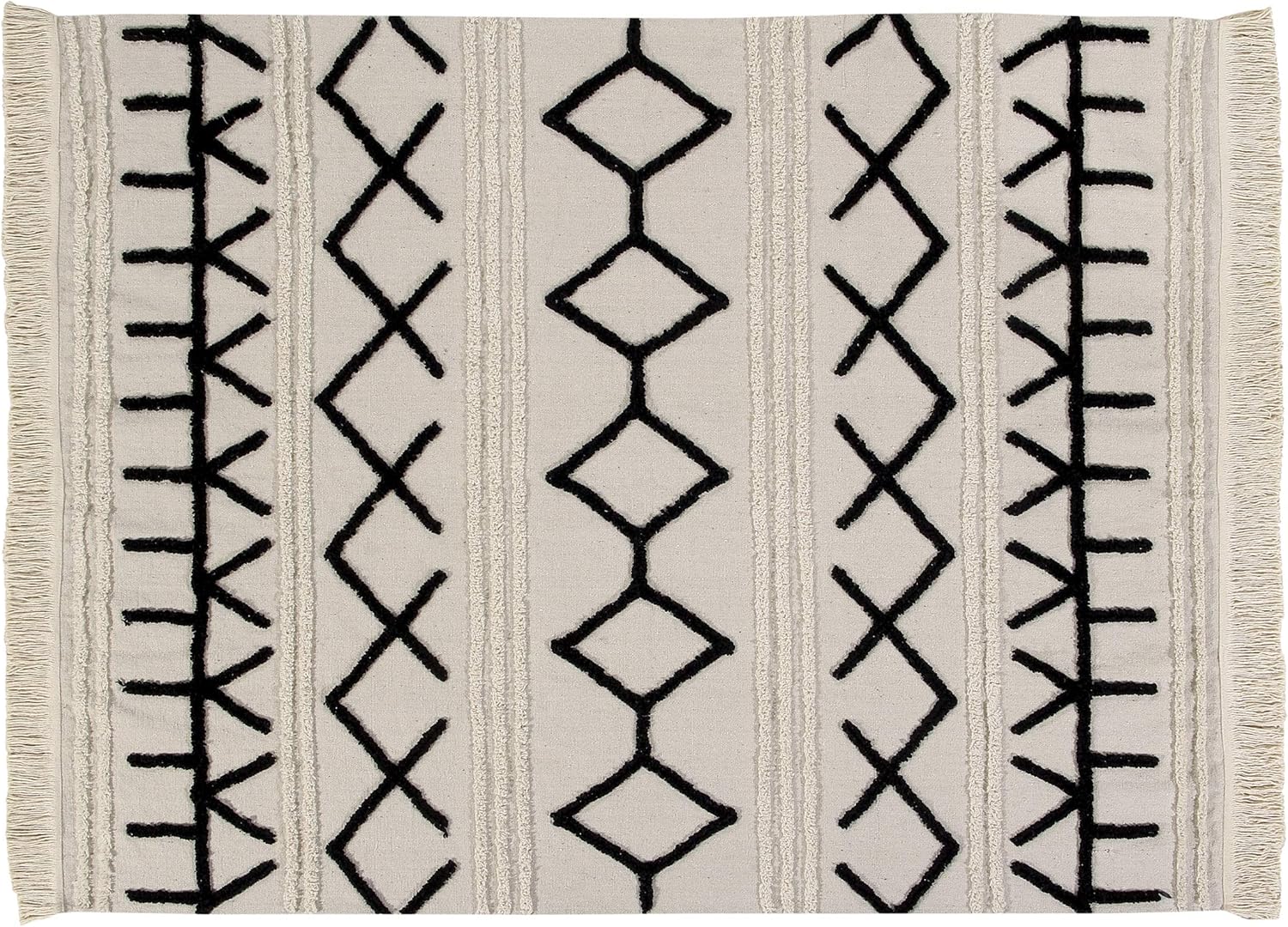 Lorena Canals Washable rug Bereber Canvas - Natural - Black - Rugs - 4' 7