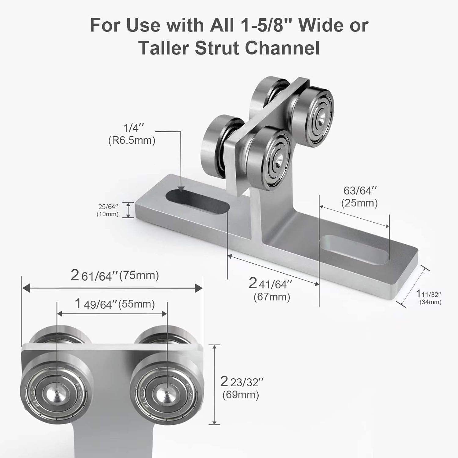 4 Wheel T Trolley Assembly,Stable High-Load Electric Hoist Easy Installation Roller Trolley for Use with 1-5/8