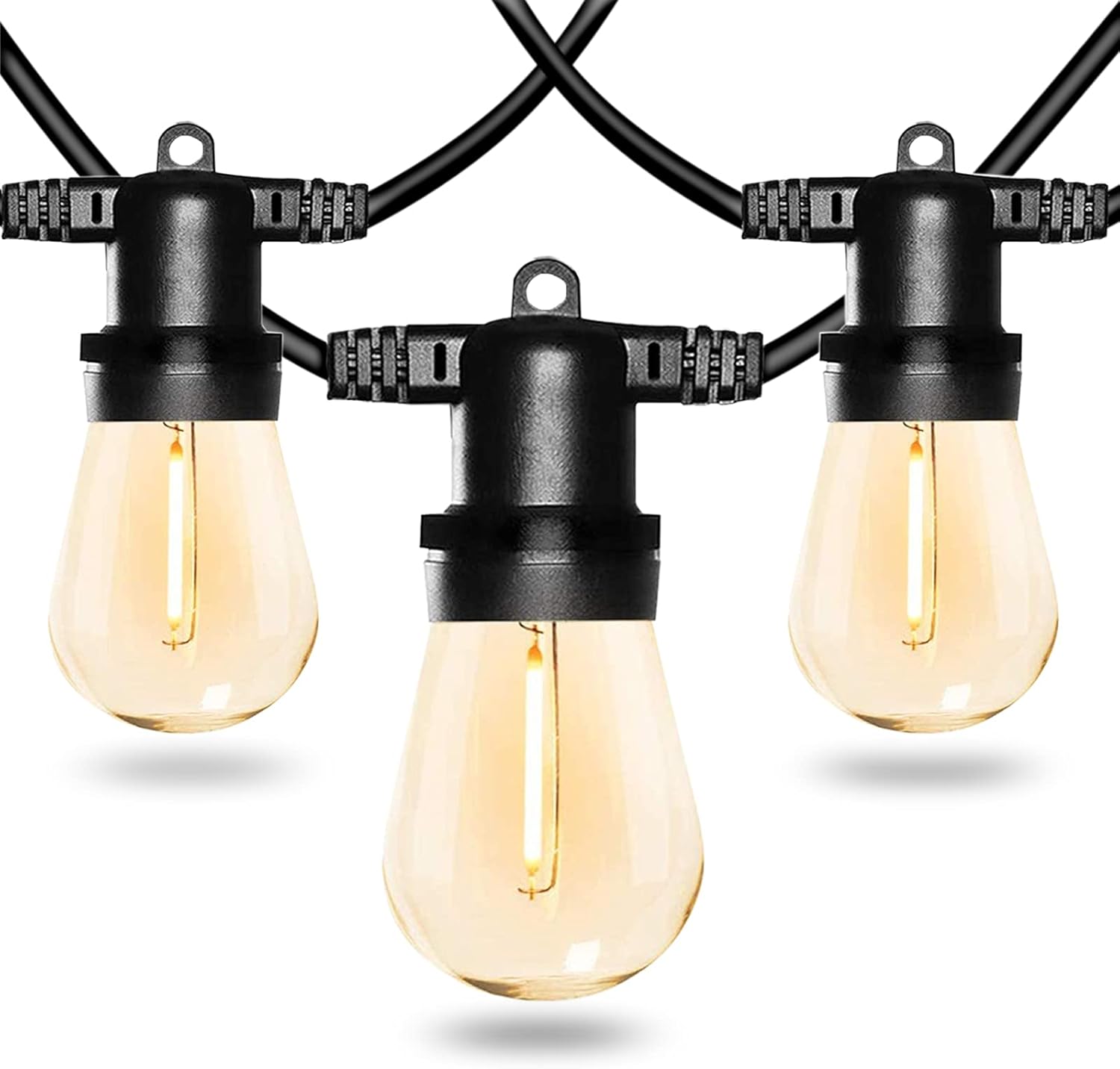 ANTING 128FT Outdoor String Lights with 38+2 Shatterproof Plastic Bulbs ,38&times;E26 Sockets,Patio Lights LED Commercial Grade Weatherproof String Lights for Patio Garden Porch Backyard,2700K Warm White