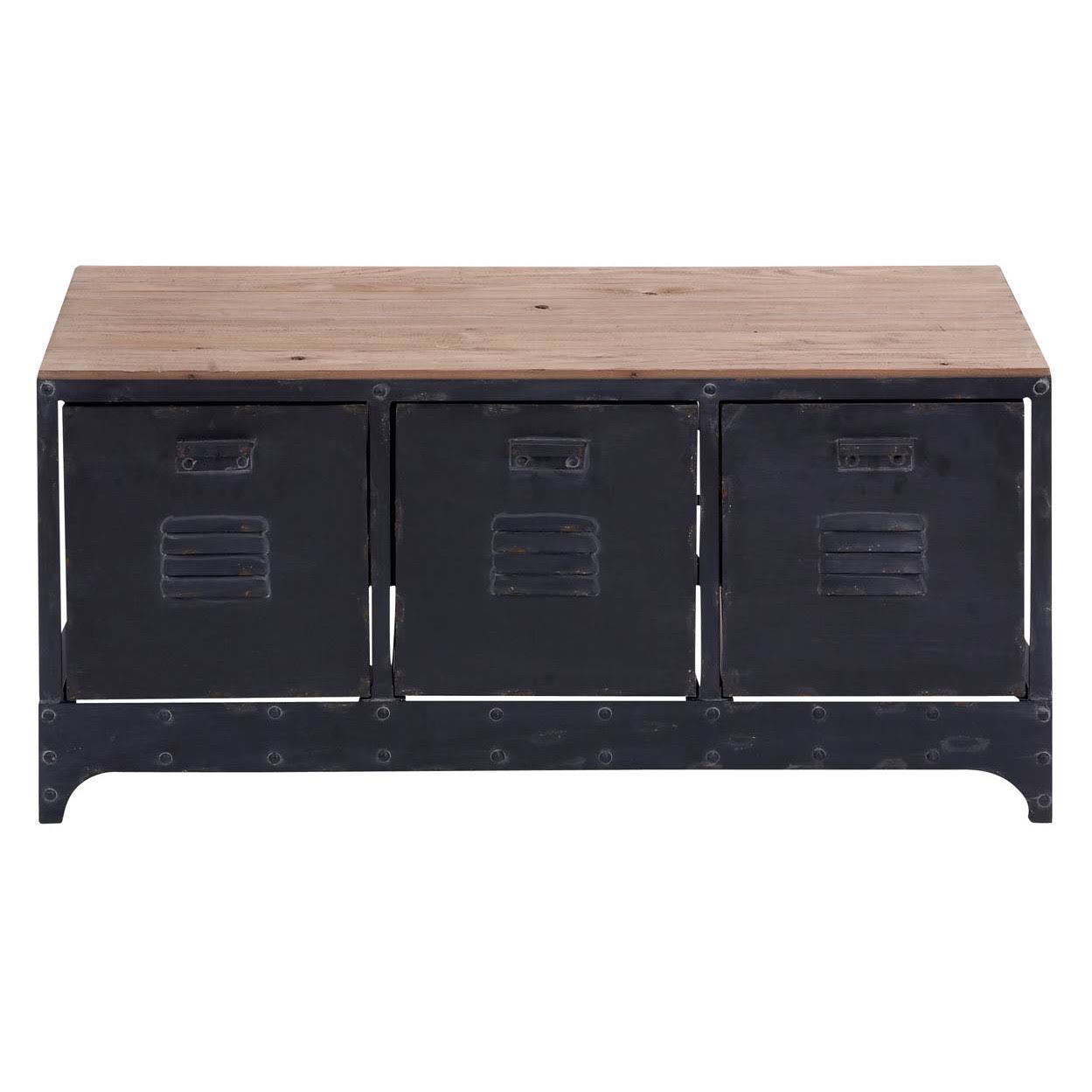 Olivia u0026 May Wood Storage Bench 3 Drawers, Black/Brown