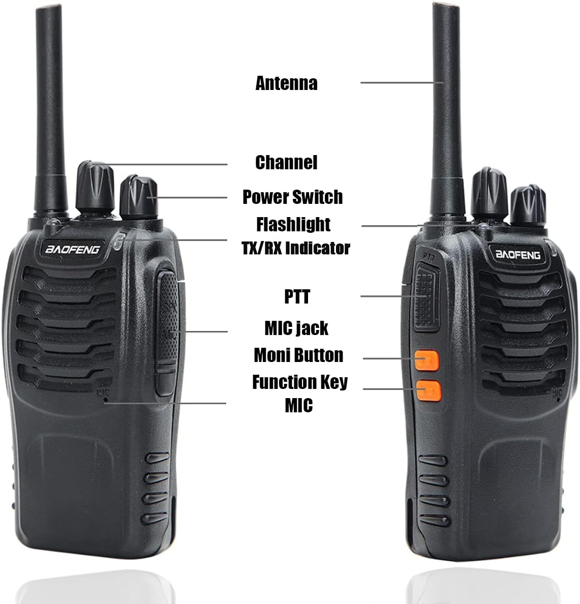BAOFENG BF-88A FRS Radio 0.5W 16-Channel Walkie Talkie USB Charger Two Way Radio with LED Flashlight (4 Pack) Pack of 2