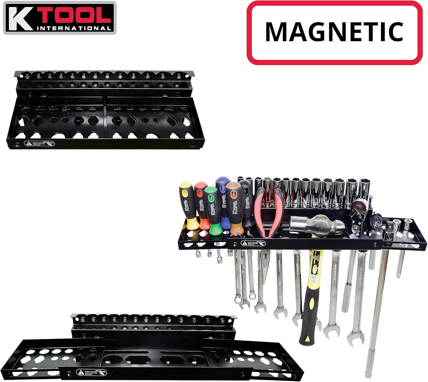 K Tool International MagClip Magnetic Multi-Function Tool Holder 20-Inch W by 5-Inch D by 4.75-Inch H, Black Steel; KTI72465