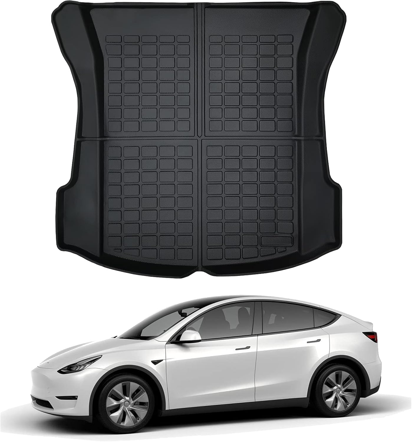 KEALAS for Tesla Model 3 2017-2022 3D Rear Cargo Trunk TPE Mat,All-Weather Heavy Duty Waterproof Rear Trunk Mat,Rear Trunk Floor Mat Pack of 2