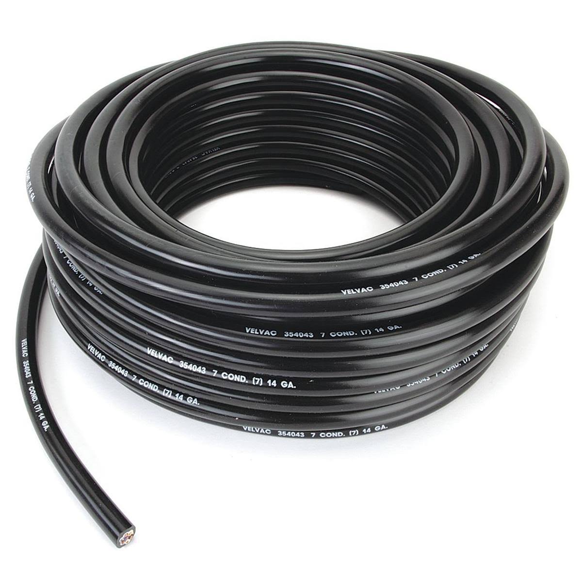 Velvac 050042 Trailer Cable,14 Awg,7 Cond,100 Ft,black