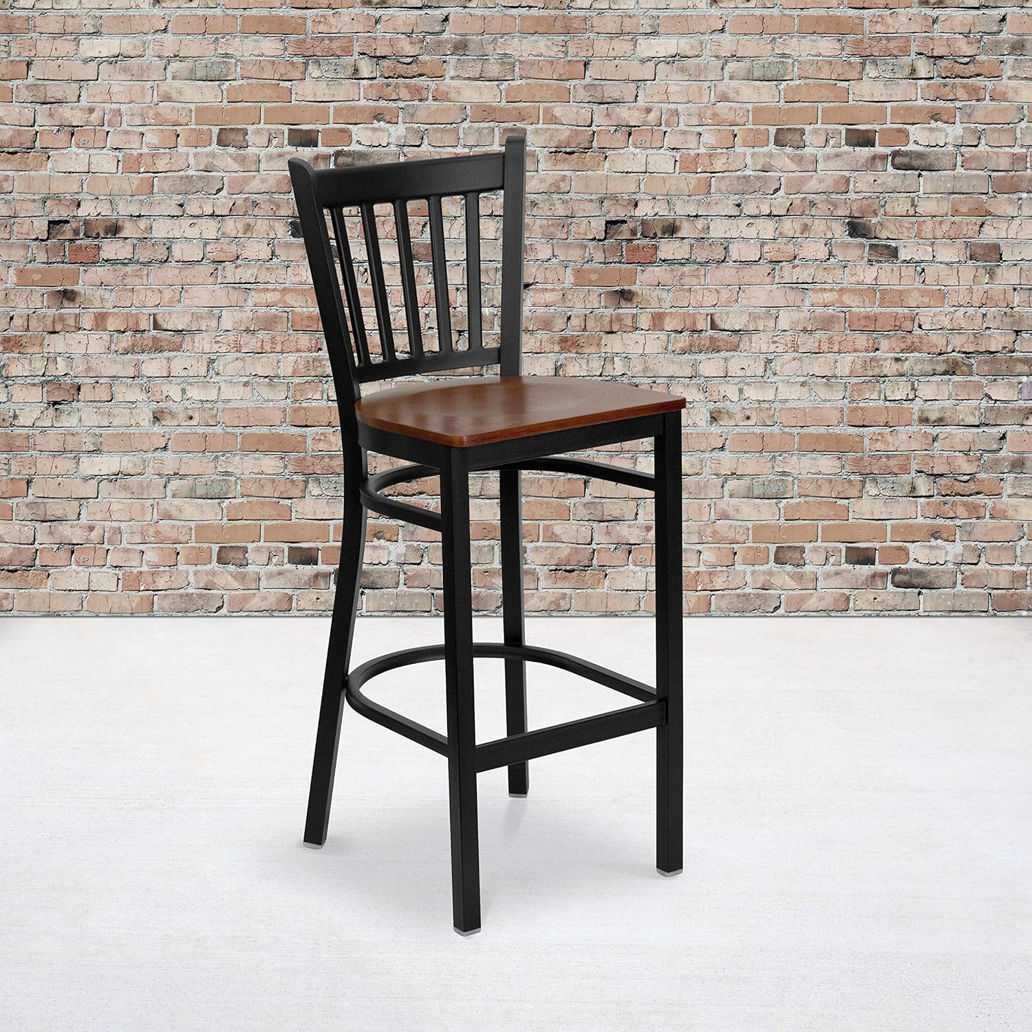 Flash Furniture HERCULES Series Black Vertical Back Metal Restaurant Barstool - Black Vinyl Seat