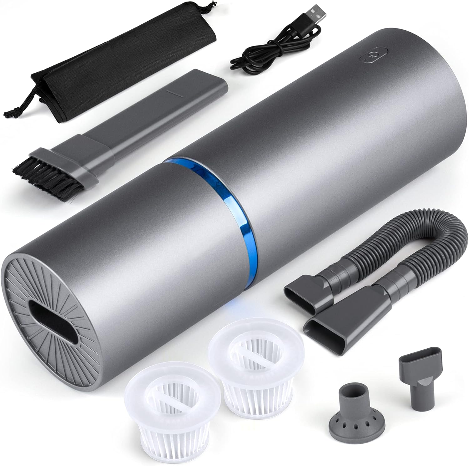 JONMONSM Car Vacuum, Absorbing Pressure 4.5Kpa 85W Car Vacuum Cleaner,Air Duster and Hand Pump 3 in 1, Handheld Vacuum USB Rechargeable, Easy to Clean Car Interior and Other Crevices Pack of 2