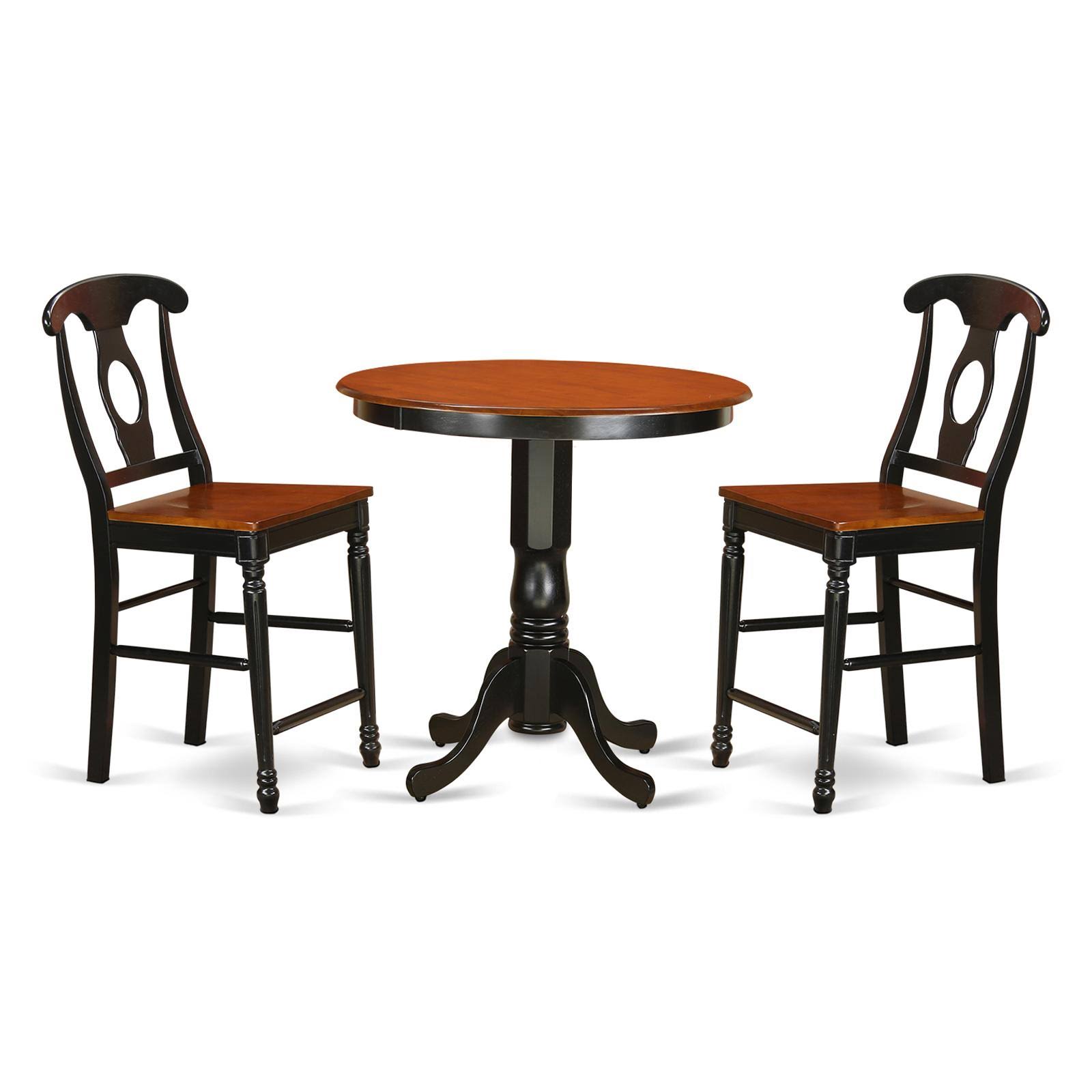 East West Jackson 3 Piece Counter Height Pub Table Set; Black/Cherry