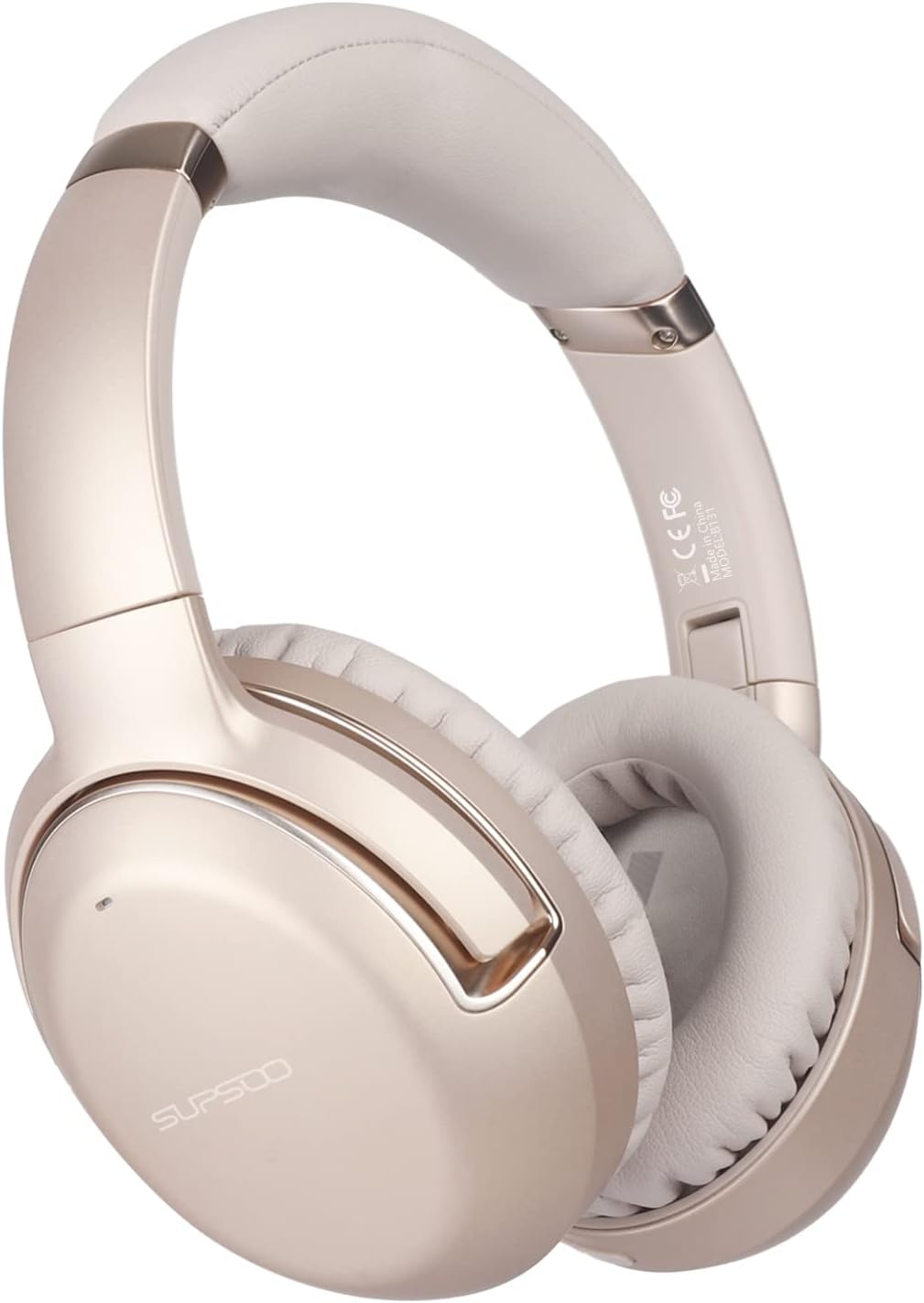 Wireless ANC Bass Over Ear Bluetooth Headphones,SUPSOO Cute Active Noise Canceling Headphone with Mic,80H Playtime,Studio Stereo Sound,for Travel Home Office-Rose Gold