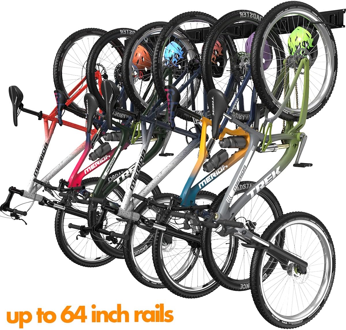 TORACK Bike Storage Rack, 6 Bike Racks & 5 Hooks for Garage, Wall Mount Vertical Bicycles Hanger for Home Space Saving, up to 600lbs, 64-inch Pack of 2
