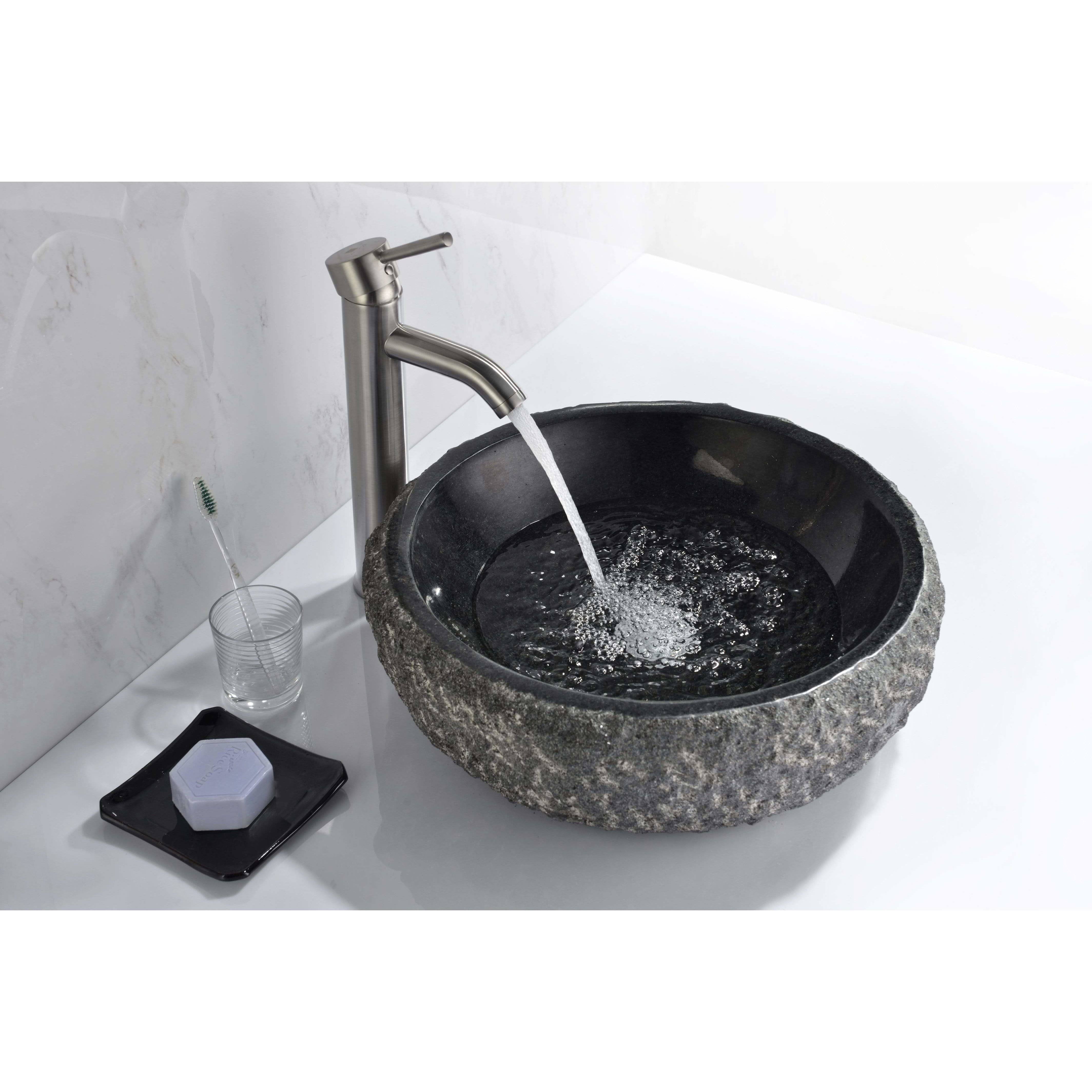 Anzzi LS-AZ144 Dragons Ash Vessel Sink in Mandy Black