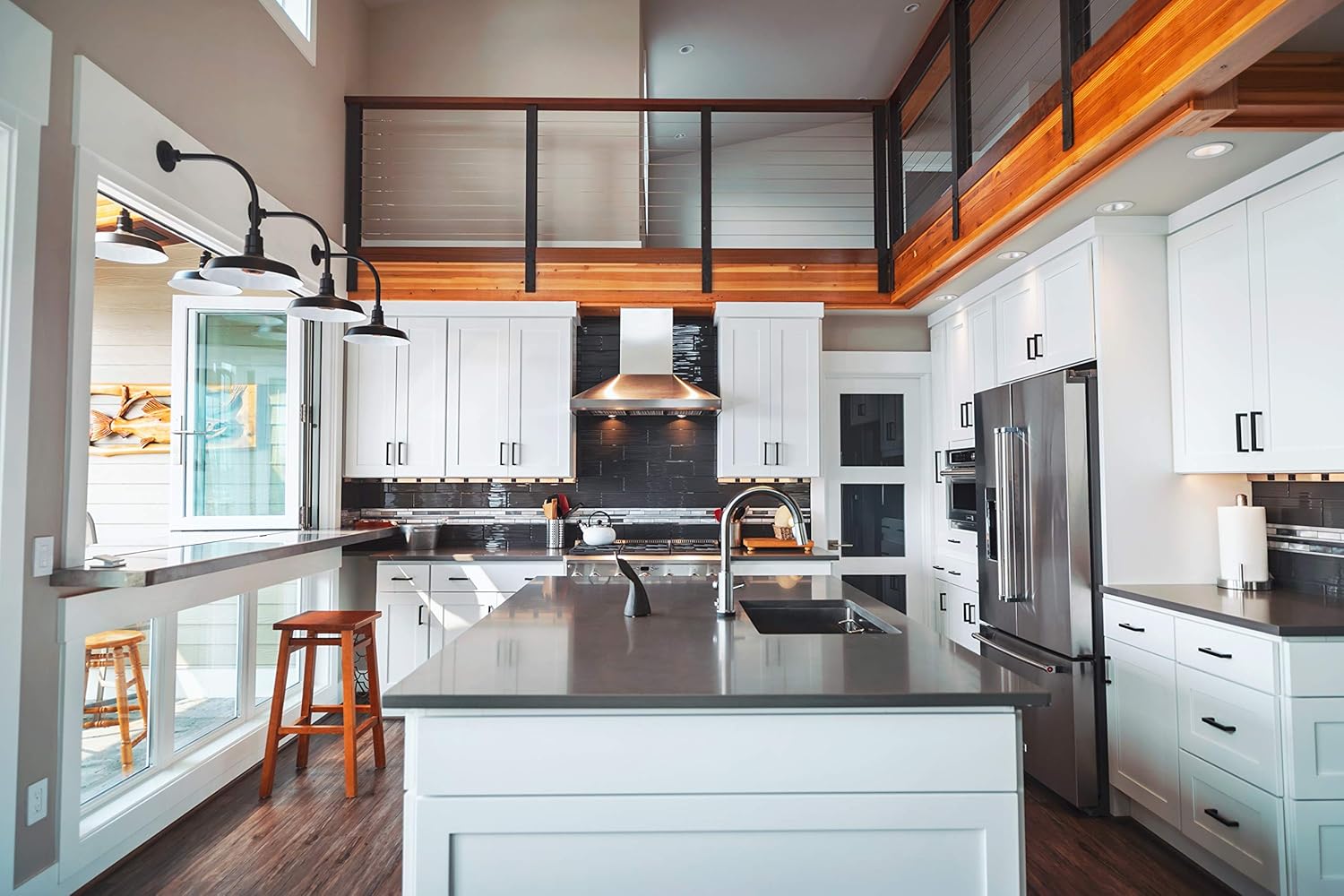 Recesso Lighting Black Farmhouse Style Industrial Gooseneck Outdoor Barn Light with 14