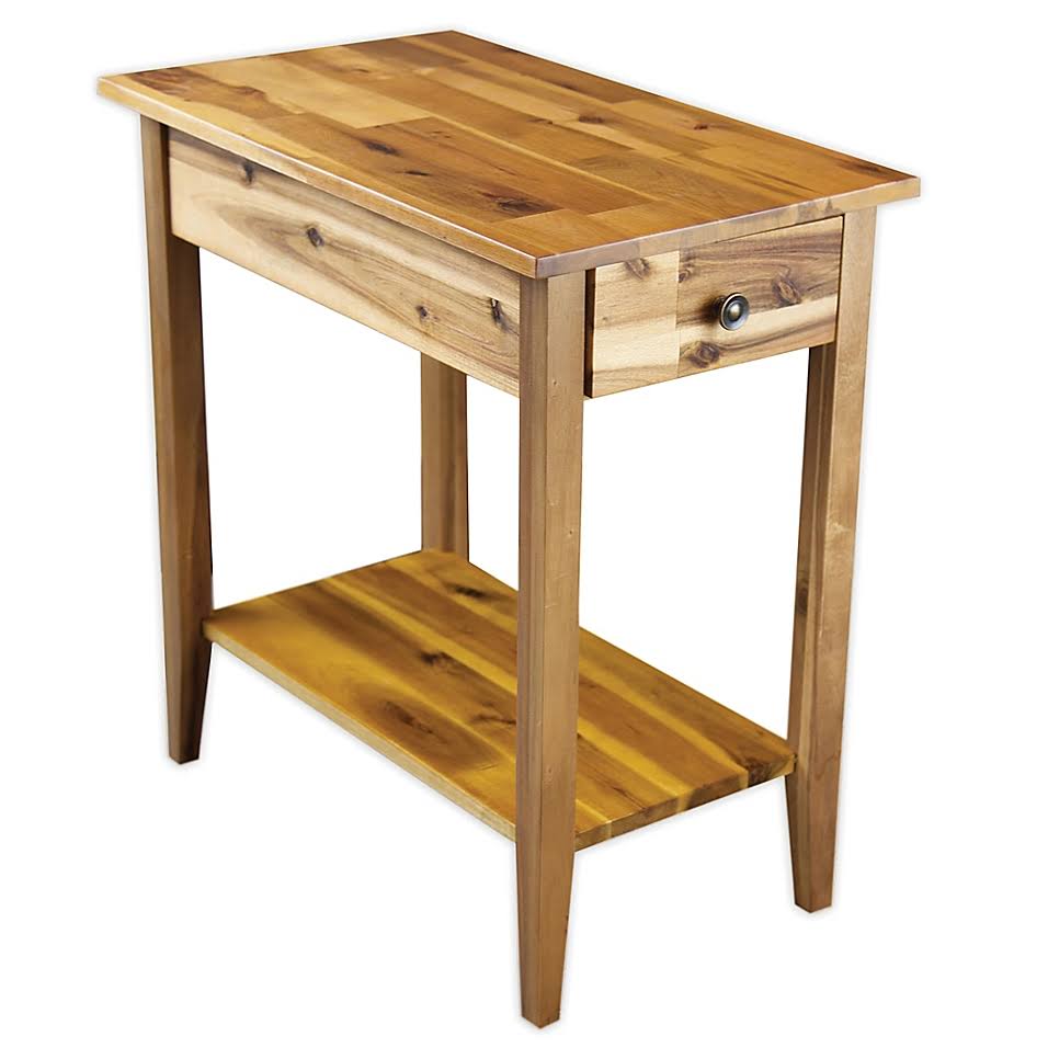 DH Sales Acacia Wood 1-Drawer Recliner Table in Natural