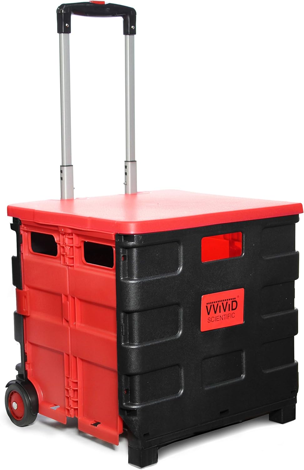 VViViD Small Collapsible & Portable Durable Plastic Rolling Universal Hand Truck w/ Telescoping Handle Pack of 2