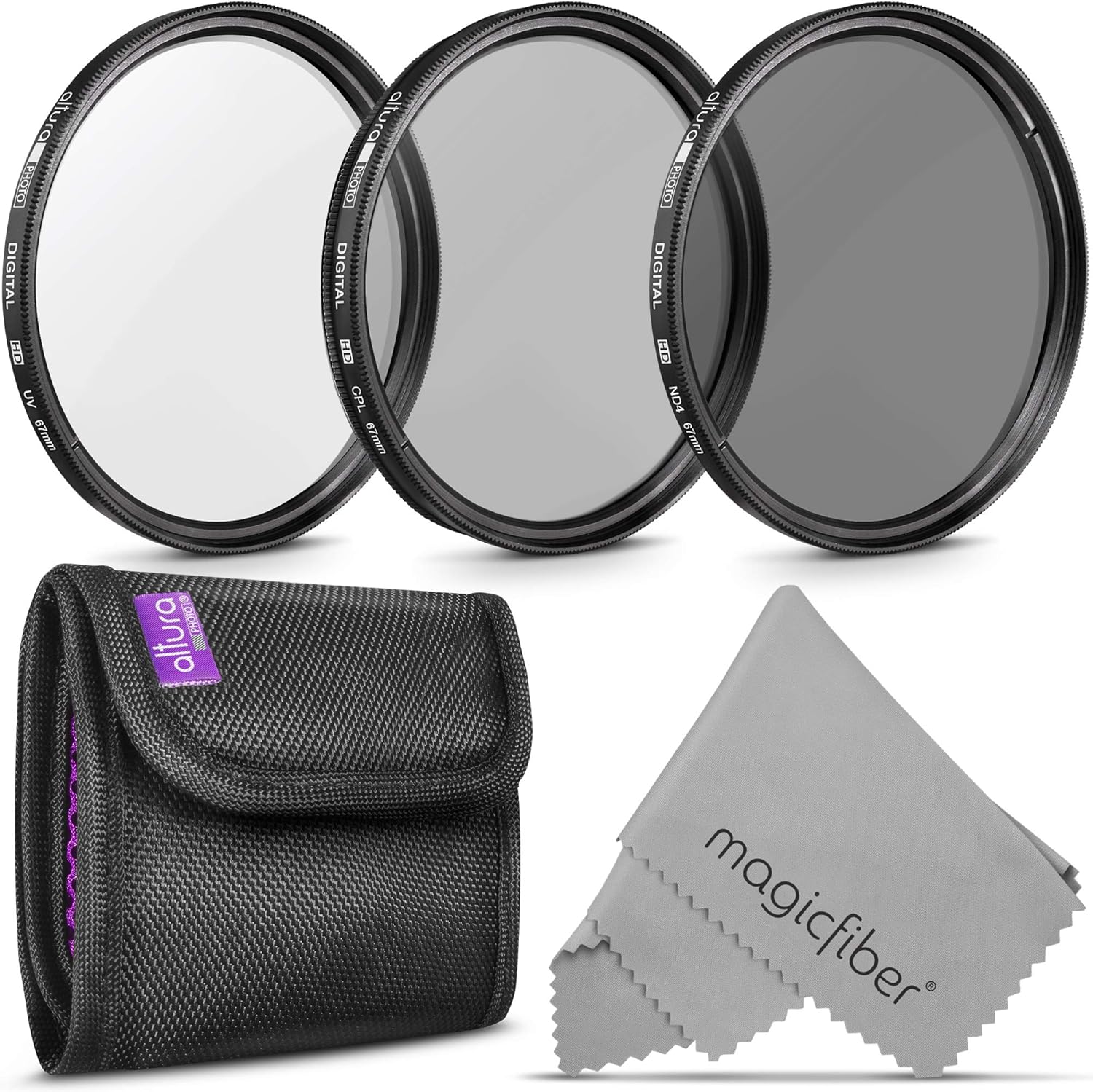 67MM Lens Filter Kit by Altura Photo, Includes 67MM ND Filter, 67MM CPL Filter, 67MM UV Filter, (UV, CPL Polarizing Filter, Neutral Density ND4) for Camera Lens with 67MM Filters + Lens Filter Case Pack of 2