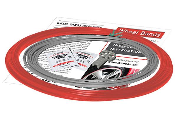 RimPro-Tec Wheel Bands - WB-RR-SL in Silver Insert, Red Track