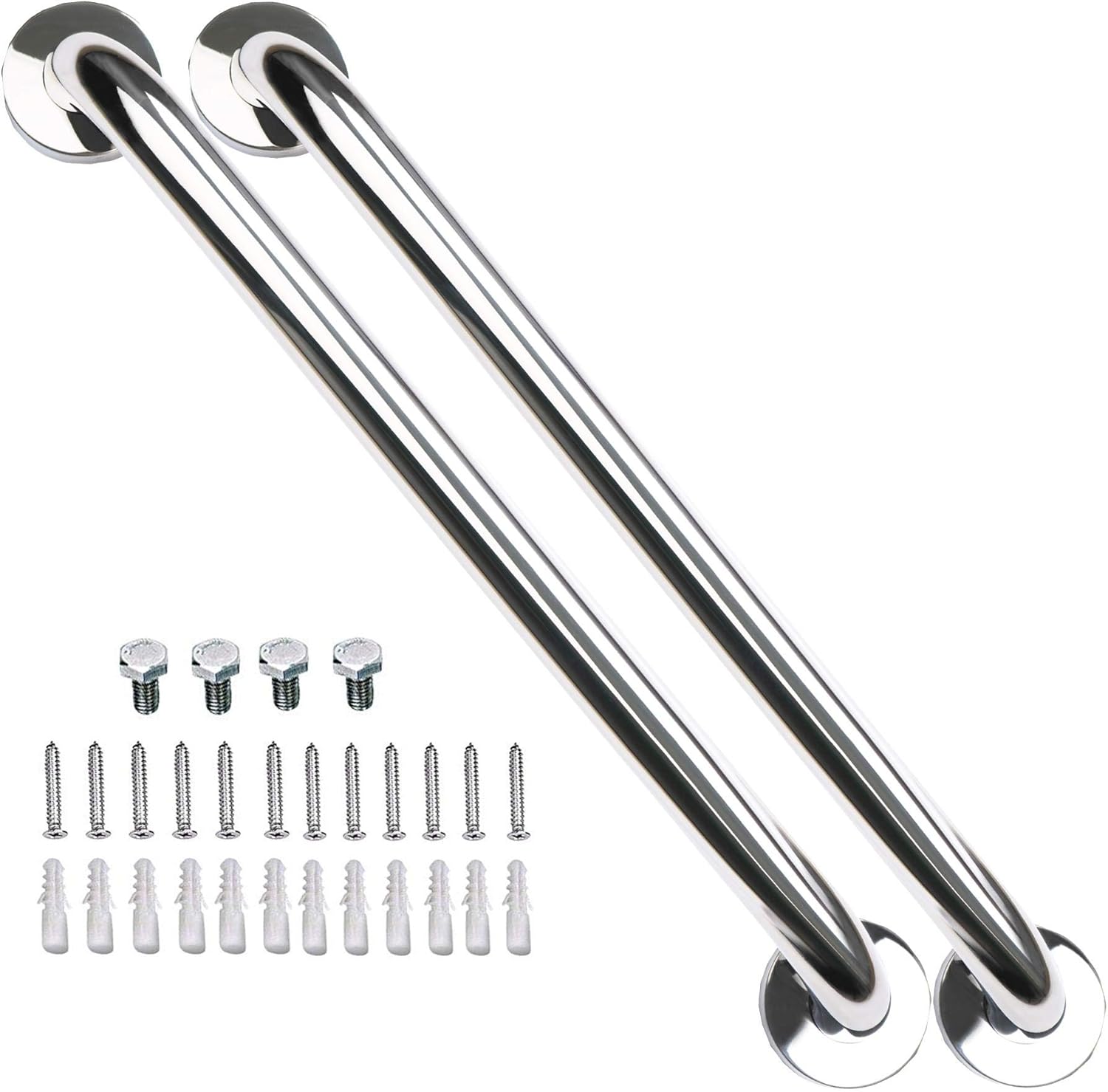 2 Pack 32 Inch Black Shower Grab Bars, ZUEXT Stainless Steel Bathroom Wall Grab Bar Handle, Shower Balance Bar, Safety Hand Rail Support,Handicap Elderly Senior Assist Bath Grab Handle(1.25