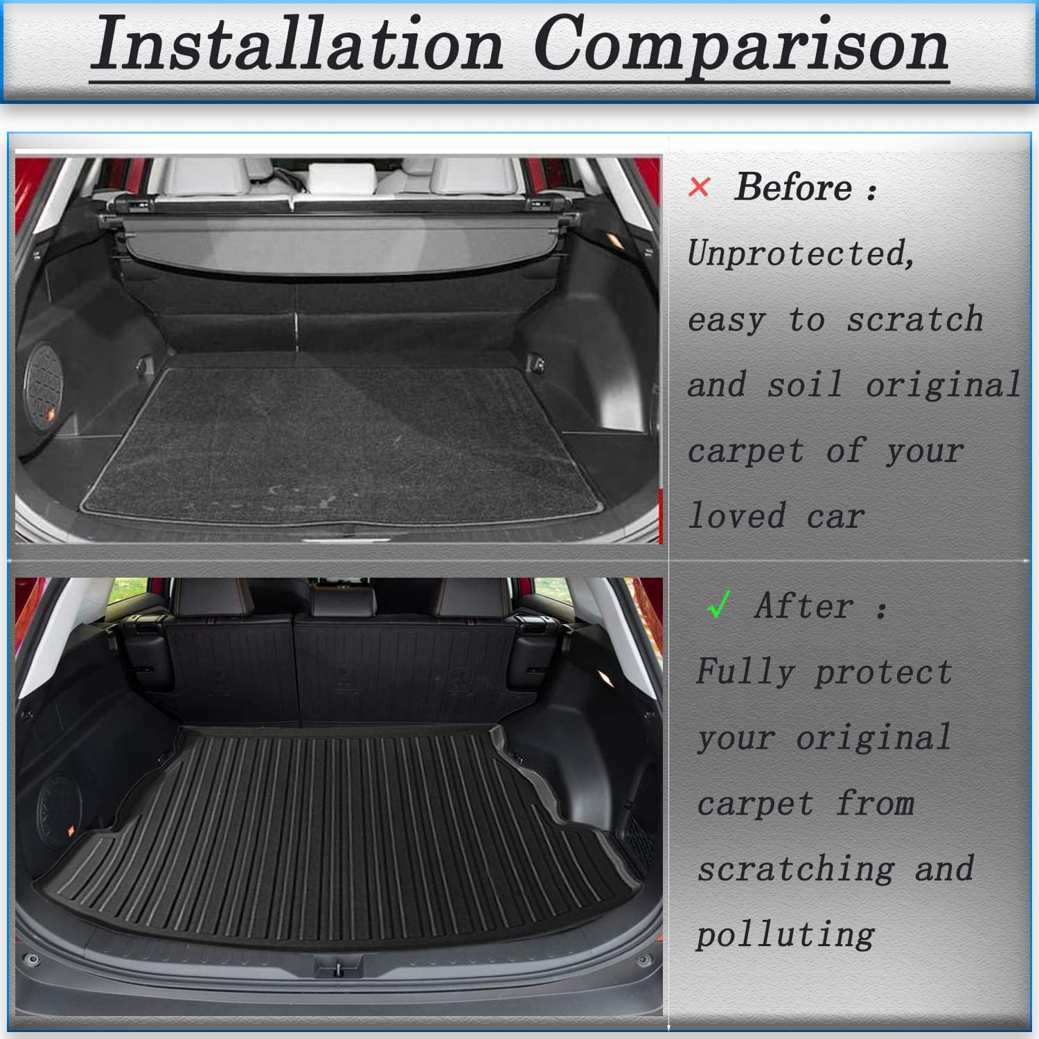 Escape Cargo Liners - All Weather Rear Trunk Tray Cargo Mats Protector Custom Fit for Ford Escape, 3D Tech Waterproof Durable Odorless Flexible TPO Accessories, Compatible with Escape 2020-2021 2022 Pack of 2