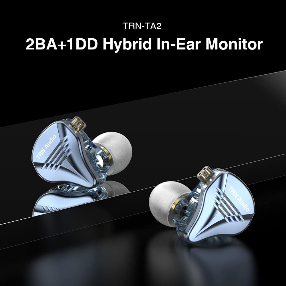 TRN TA2 1DD+2BA Hybrid Drivers Unit HiFi Audio in Ear Earphone Monitor Metal with Detachable Cable IEM Headphone (with Mic, Pink) Pack of 2